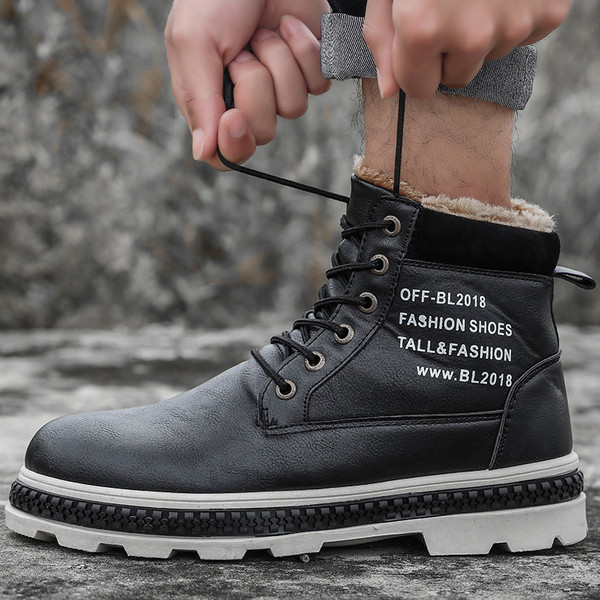 Puha műbőr béléssel ellátott téli férfi csizma három színben