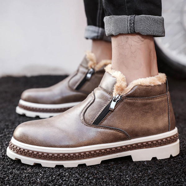 Modern férfi csizma puha műbőr béléssel, három színben