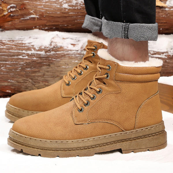 Öko bőrből készült férfi téli csizma puha béléssel, három színben