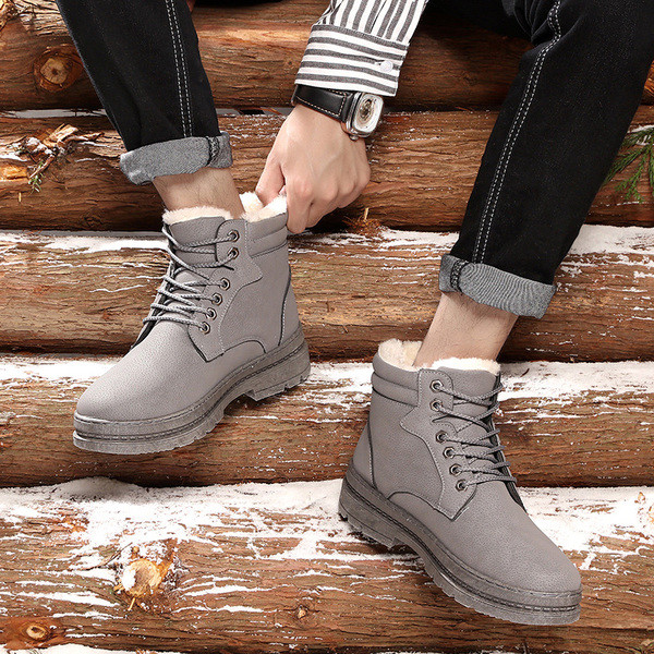 Öko bőrből készült férfi téli csizma puha béléssel, három színben