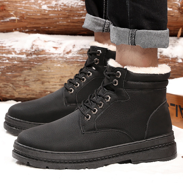 Öko bőrből készült férfi téli csizma puha béléssel, három színben