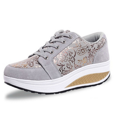 Ανδρικά πάνινα παπούτσια με υψηλή σόλα και floral διακόσμηση