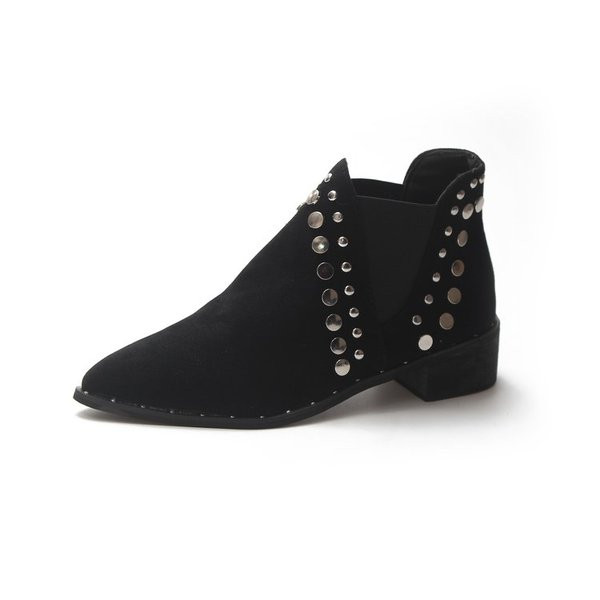 Cizme de toamna de dama cu ochiuri metalice de culoare neagra