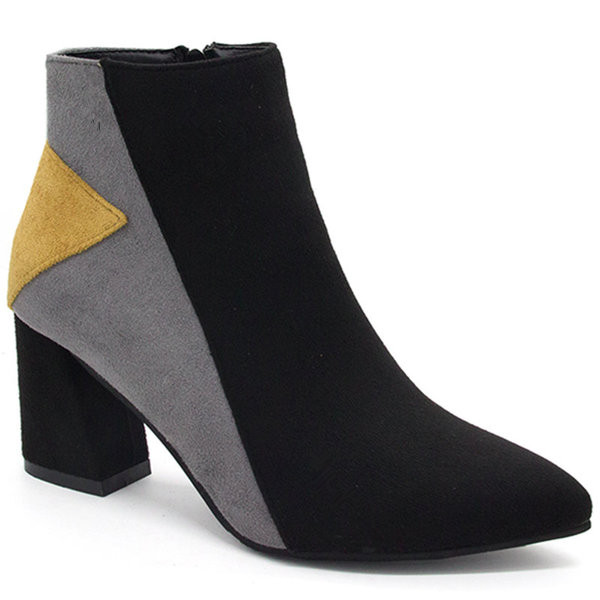 Színes női csizma hegyes modell vastag sarokkal