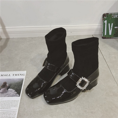 Ghete de dama moderne in negru cu decor