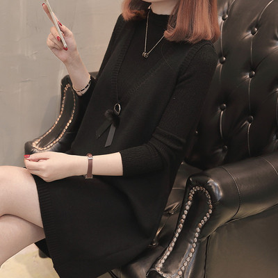 Κομψό πλεκτό σετ φόρεμα + μπλούζα σε διάφορα χρώματα