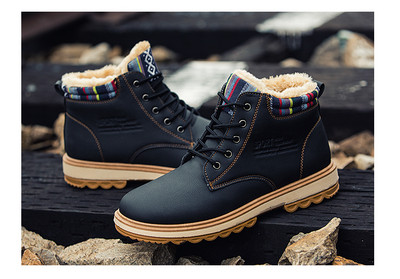 Ανδρικές χειμερινές μπότες από οικολογικό δέρμα με μαλακή επένδυση τρία χρώμα