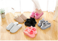 Οικιακές παντόφλες για άντρες και γυναίκες με ψηλά πέλματα, 3D στοιχείο και γούνα