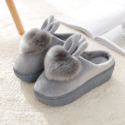 Οικιακές παντόφλες για άντρες και γυναίκες με ψηλά πέλματα, 3D στοιχείο και γούνα