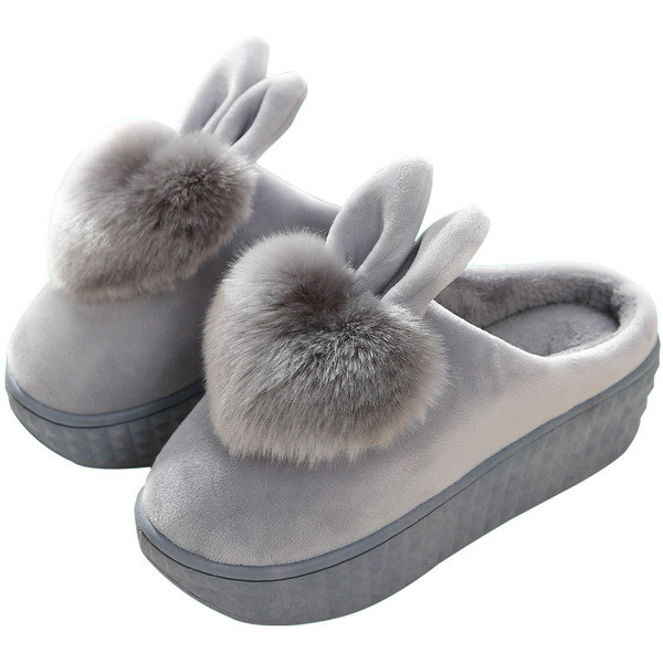 Οικιακές παντόφλες για άντρες και γυναίκες με ψηλά πέλματα, 3D στοιχείο και γούνα