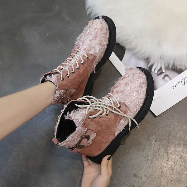 Cizme casual de dama in negru, roz si alb