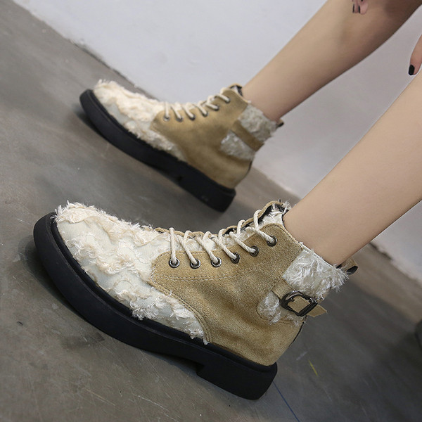 Cizme casual de dama in negru, roz si alb