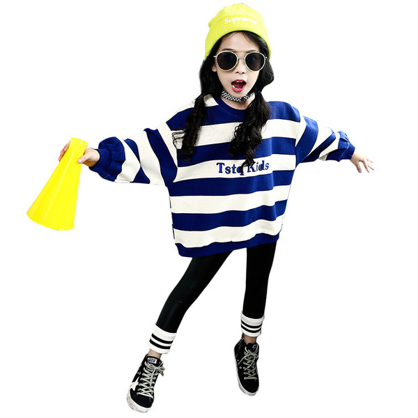 Καθημερινό παιδικό σύνολο  από δύο μέρη - ριγέ μπλούζα με επιγραφή και κολάν