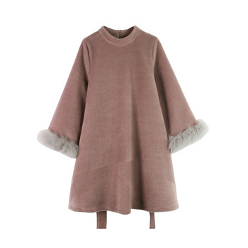 Rochie de iarna de dama moderna croiala model cu puf pe maneci in mai multe culori