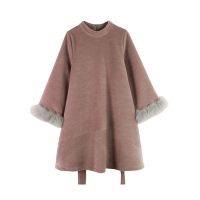 Rochie de iarna de dama moderna croiala model cu puf pe maneci in mai multe culori