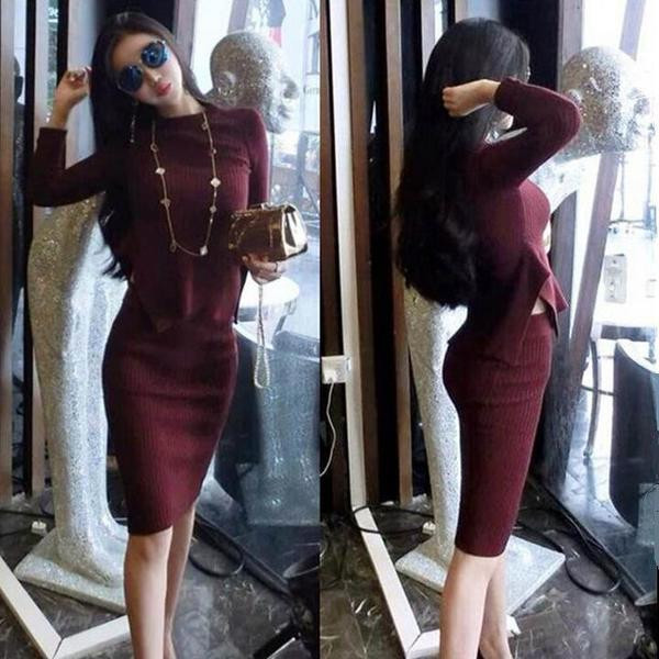 Modern női blúz + szoknya szett három színben