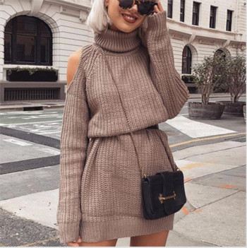 Új modell női téli ruha magas gallérral több színben