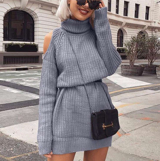 Új modell női téli ruha magas gallérral több színben