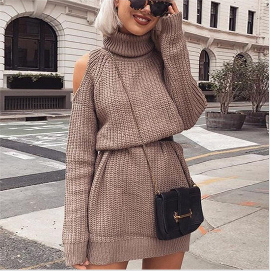 Új modell női téli ruha magas gallérral több színben