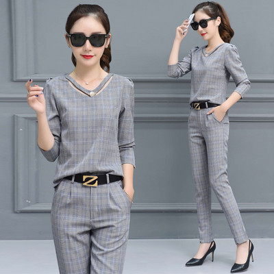 Women`s set - blouse with V-neck and pants