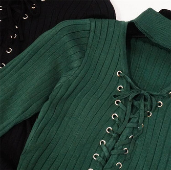 Γυναικείο φόρεμα φθινόπωρο-χειμώνα με στοιχεία σε διάφορα χρώματα