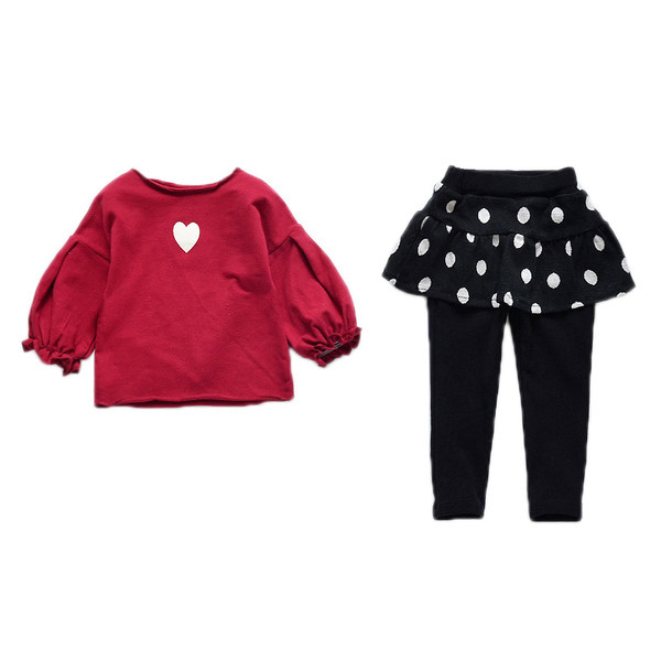 Set pentru copii modern pentru fete din două părți - bluză cu aplicație și jambiere cu fustă