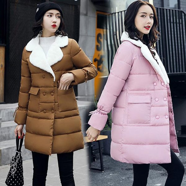 Дълго дамско яке с мека яка и големи джобове в различни цветове