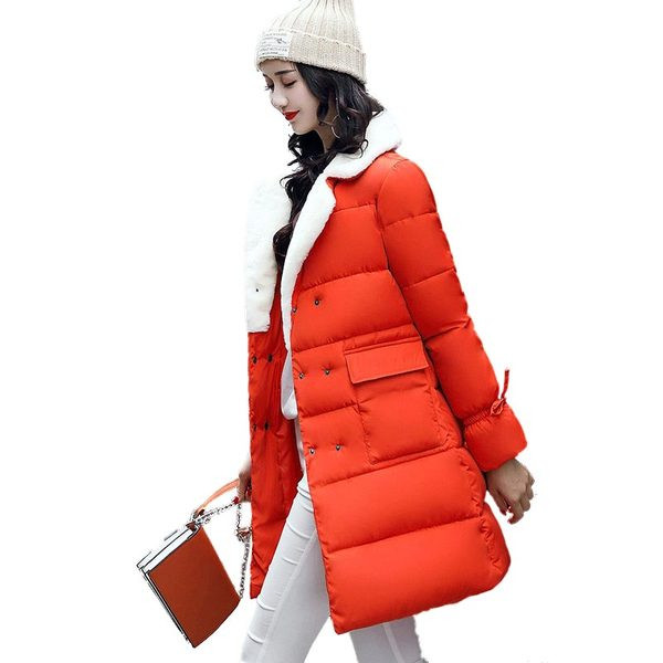 Дълго дамско яке с мека яка и големи джобове в различни цветове