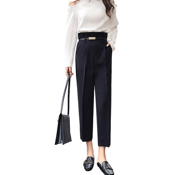 Pantaloni casual dama cu talie inalta in trei culori