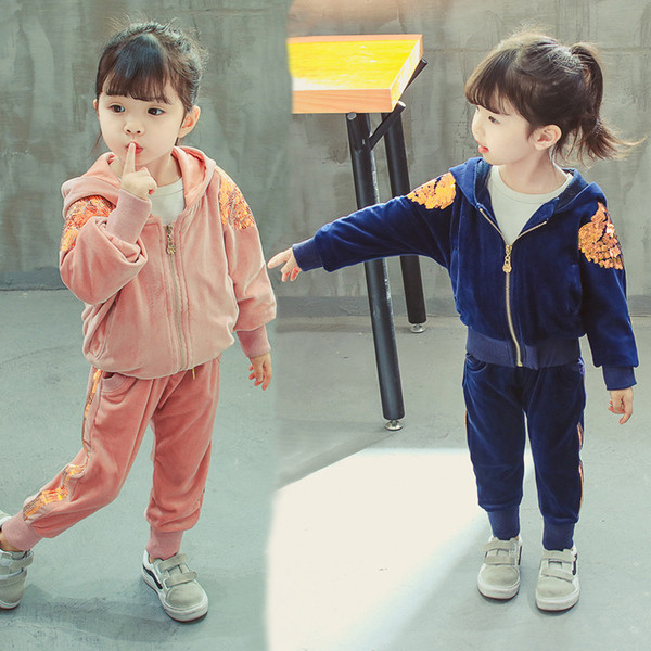 Gyerekkészlet lányoknak rózsaszín és kék flitterekkel