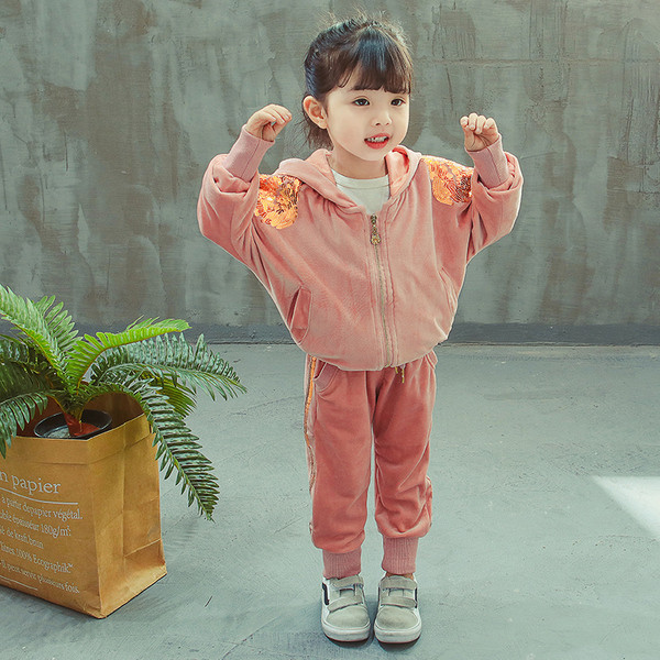 Gyerekkészlet lányoknak rózsaszín és kék flitterekkel