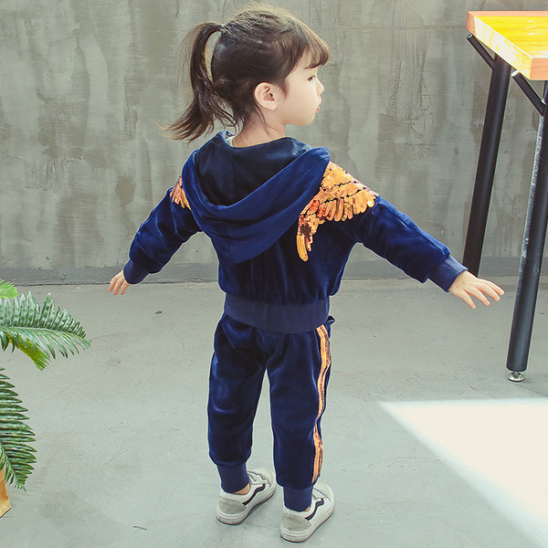 Gyerekkészlet lányoknak rózsaszín és kék flitterekkel