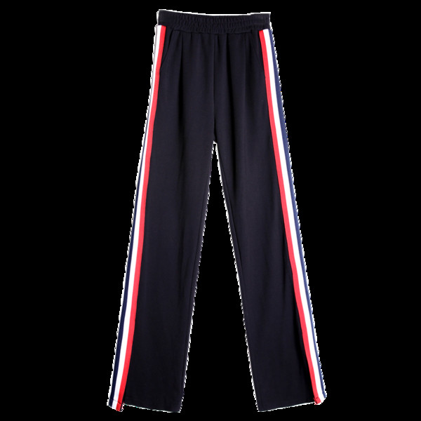 Női alkalmi nadrág fekete színben, oldalpánttal