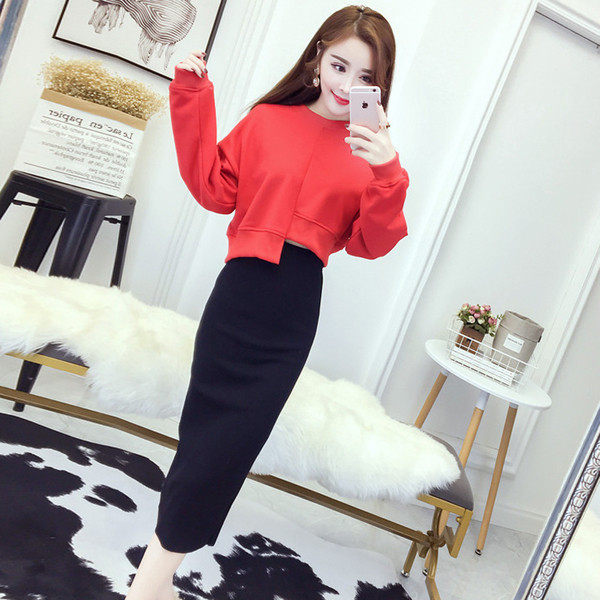 Set dama - bluza in doua culori si fusta neagra