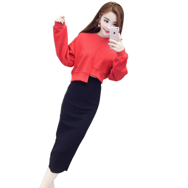 Set dama - bluza in doua culori si fusta neagra