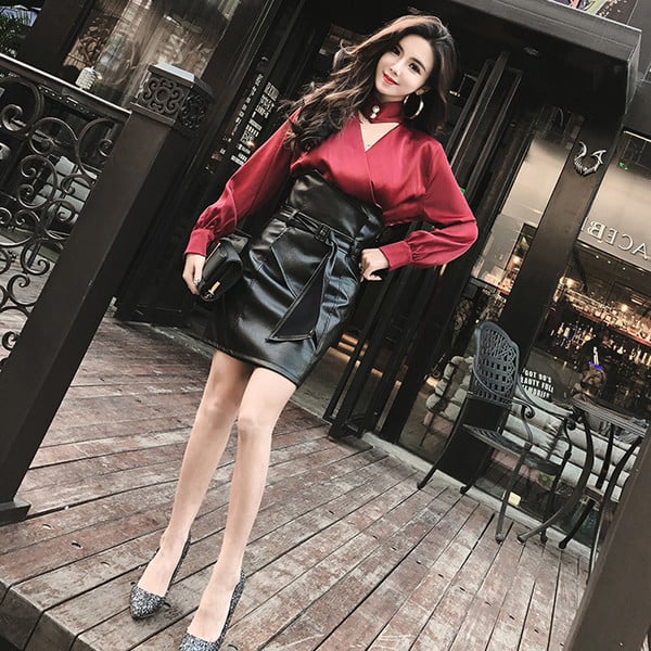 Stílusos női szoknya és ing szett két színben