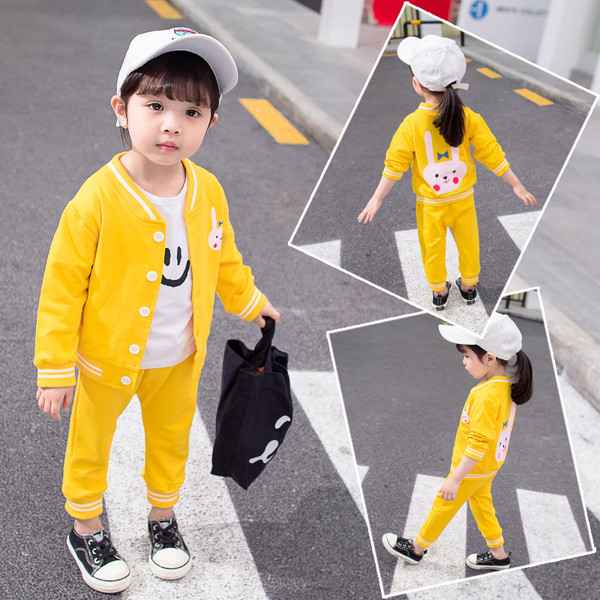 Gyerekkészlet lányoknak sárga és rózsaszín rátéttel