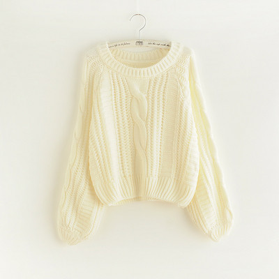 Széles női pulóver O-nyakkal