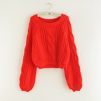 Széles női pulóver O-nyakkal