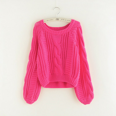 Széles női pulóver O-nyakkal