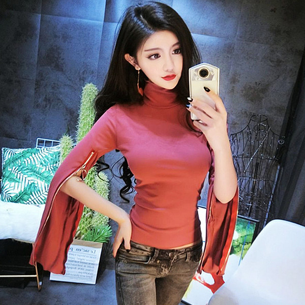 Μοντέρνο  γυναικείο ζιβάγκο με φερμουάρ στο μανίκι  σε δύο χρώματα