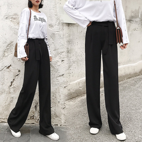 Κομψό γυναικείο  παντελόνι με ψηλη μέση  και ζώνη σε δύο χρώματα