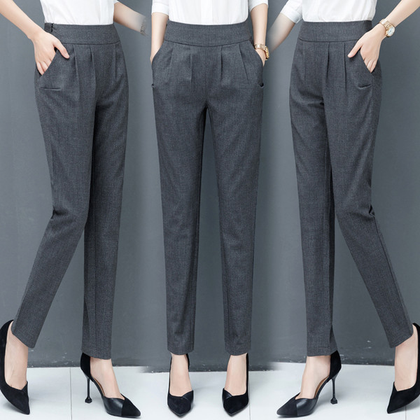 Pantaloni eleganti de dama cu talie inalta in doua culori