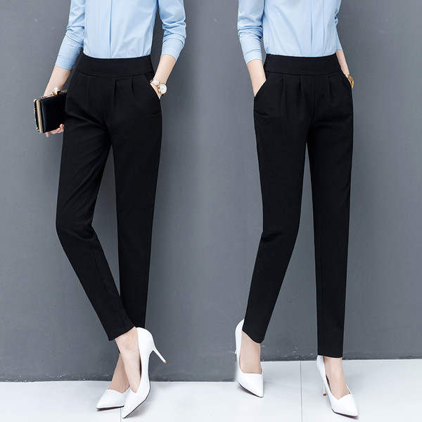 Pantaloni eleganti de dama cu talie inalta in doua culori