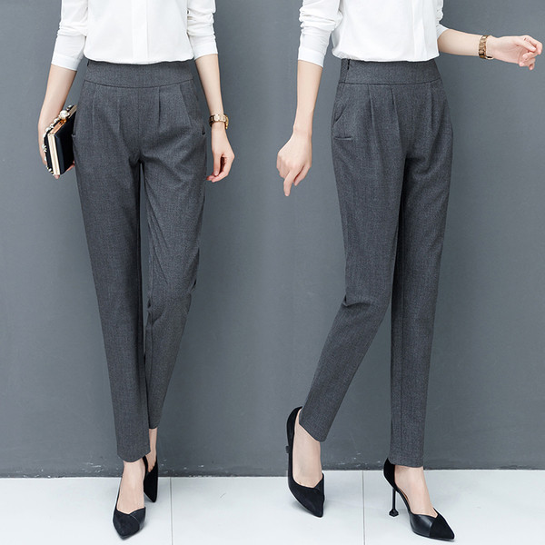 Pantaloni eleganti de dama cu talie inalta in doua culori