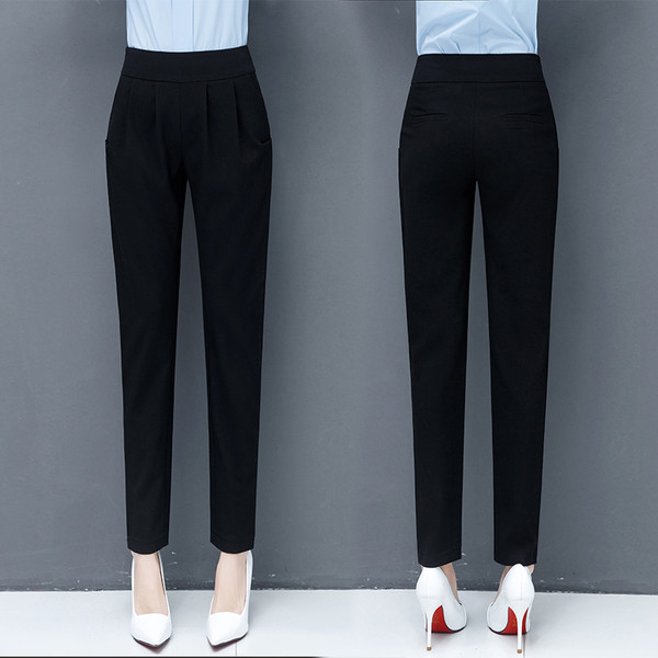 Pantaloni eleganti de dama cu talie inalta in doua culori