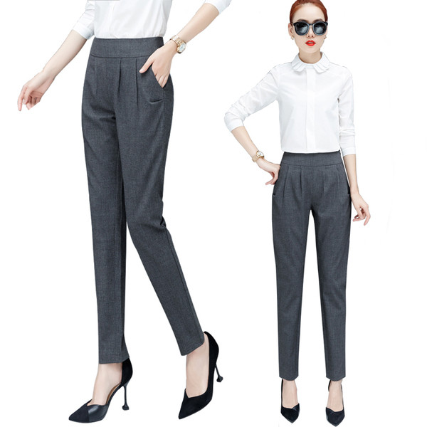 Pantaloni eleganti de dama cu talie inalta in doua culori