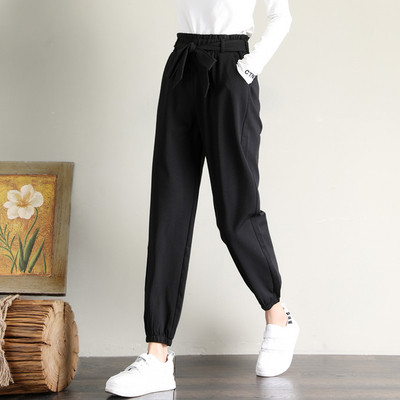 Pantaloni moderni de dama cu curea in doua culori