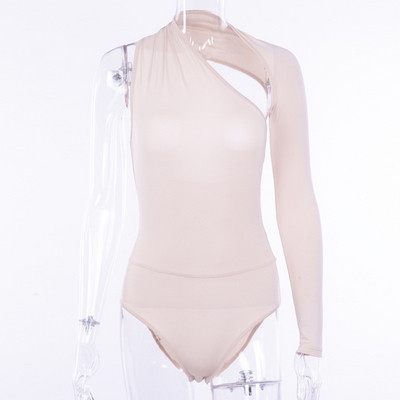 HIT Κομψό γυναικείο κορμάκι με ένα μανίκι σε μαύρο, κόκκινο και μπεζ χρώμα