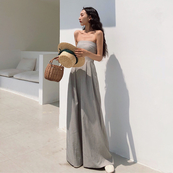 Salopetă elegantă de damă, de culoare gri